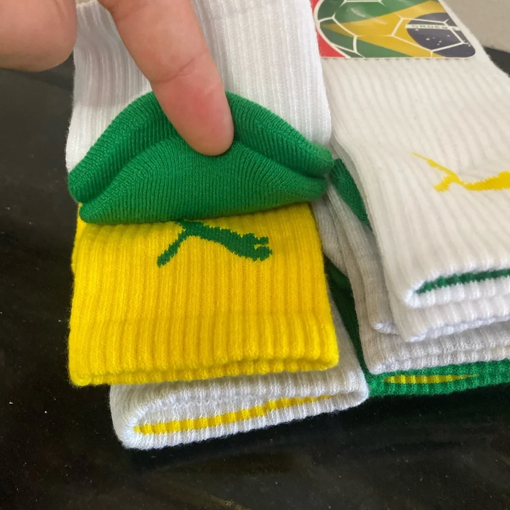 Puma Men’s Crew Socks – Green, White & Yellow (6 Pack)